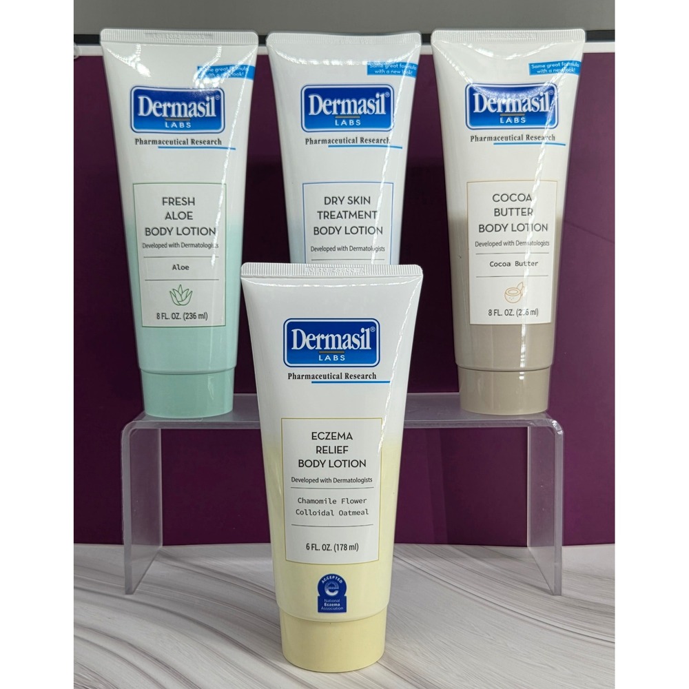 Dermasil Body Lotion Unisex 4 Pack Aloe‎ Cocoa Butter Dry Skin Eczema Relief New